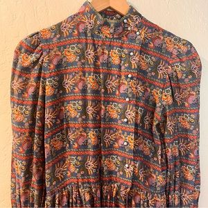 Vintage High Neck Print Dress